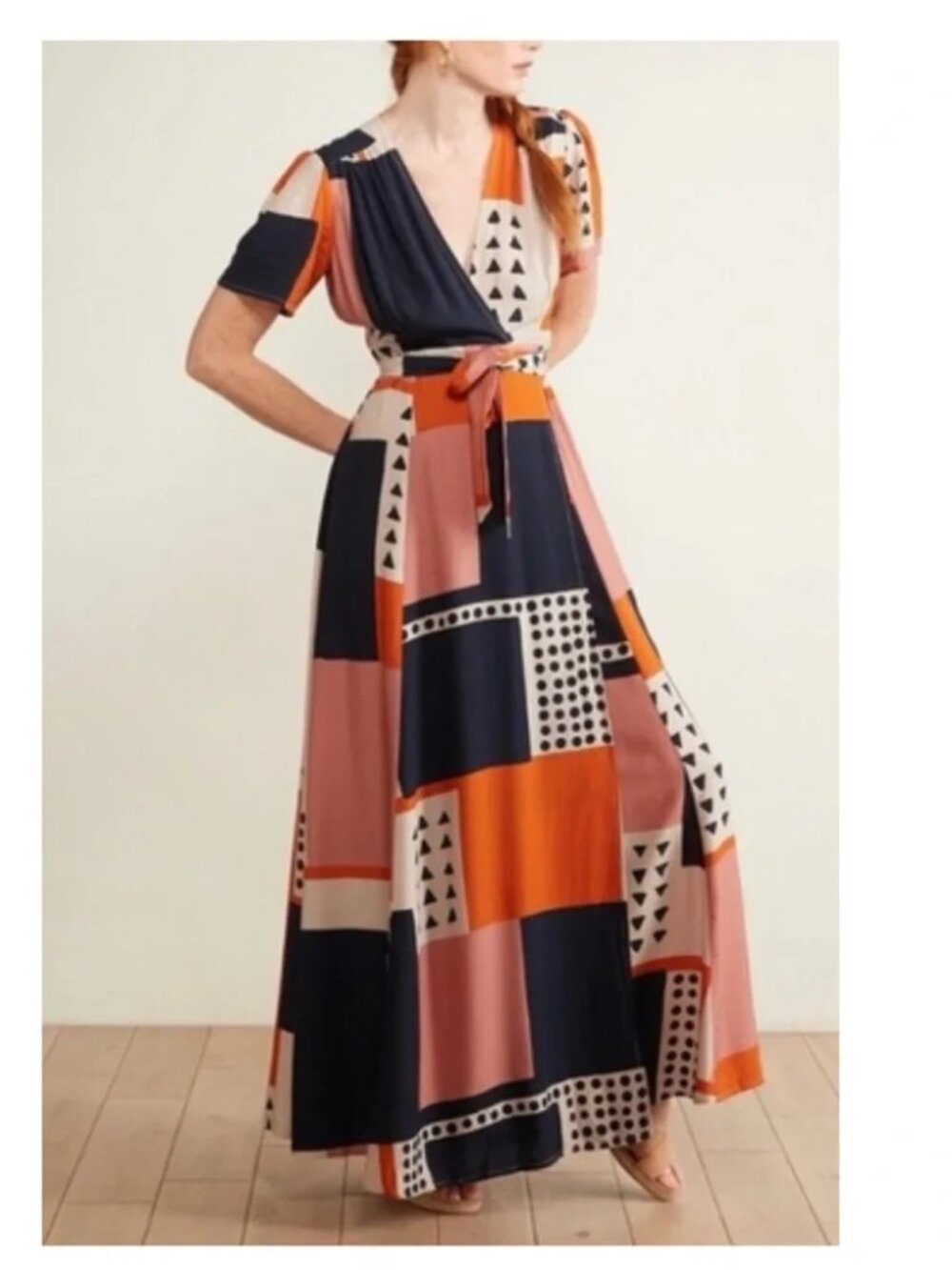 Anthropologie The Odells Melina Maxi Wrap Dress Size Medium Geometric